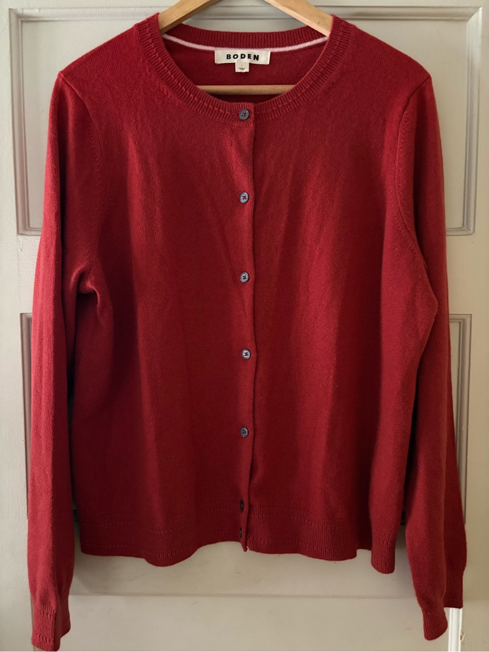Boden Women's Cashmere Crewneck Button Cardigan - Rust Size L